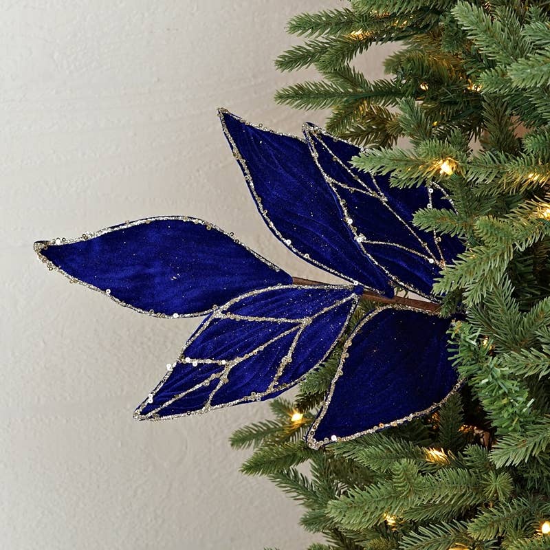 ISB79806- 22in Elegant Velvet Magnolia Lvs Spray-Blue