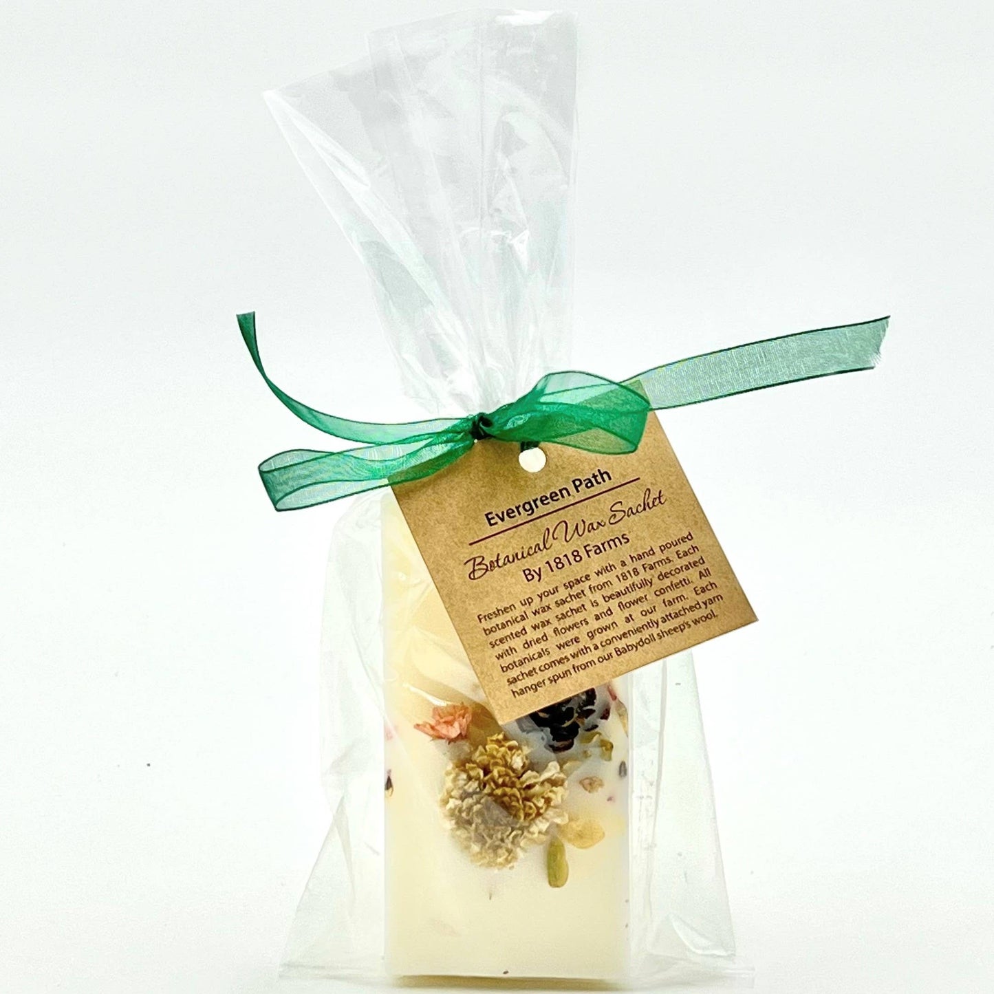 Botanical Wax Sachet featuring 1818 Farms Dried Flowers: Crisp Linen