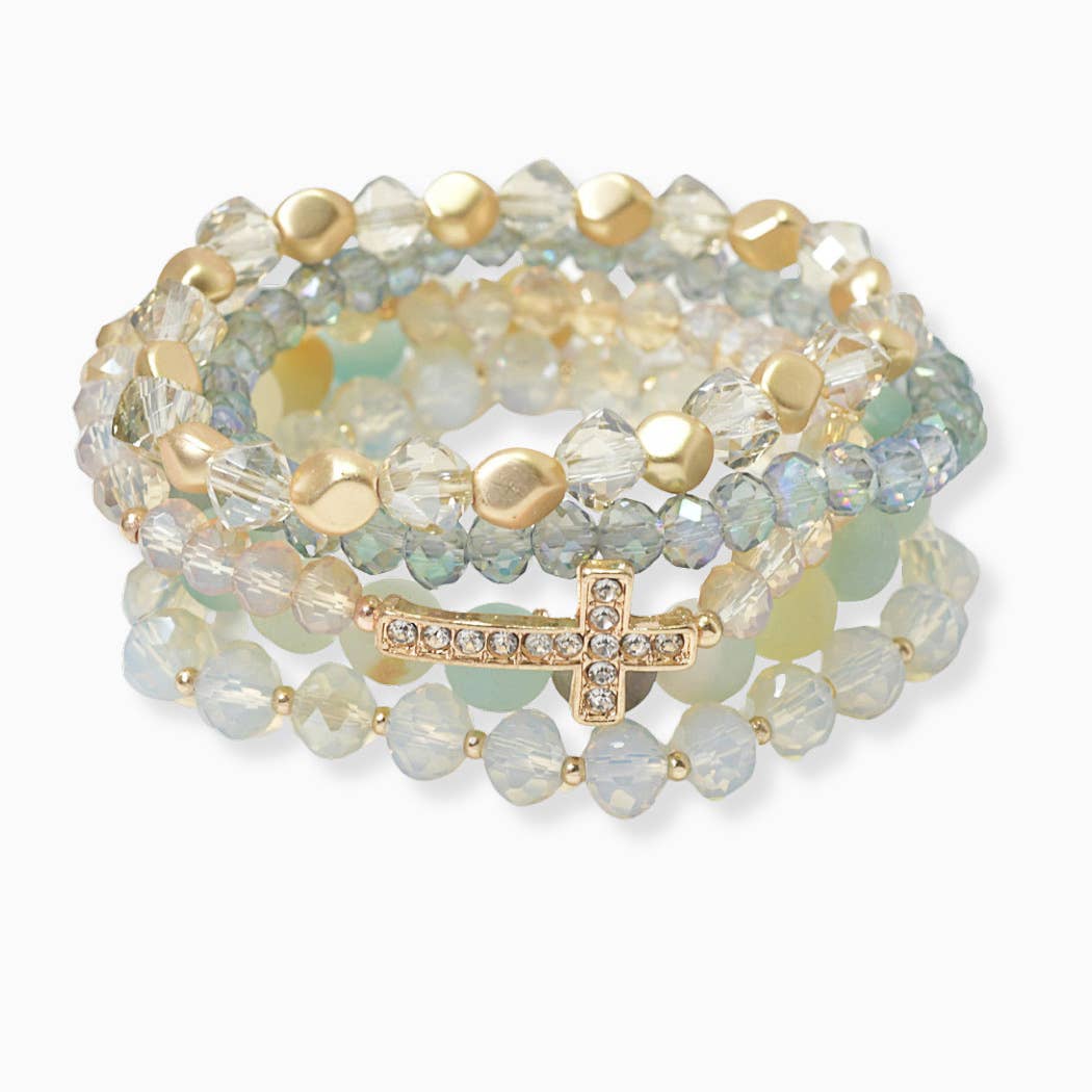 Amazonite Cross accent multi layered bracelet