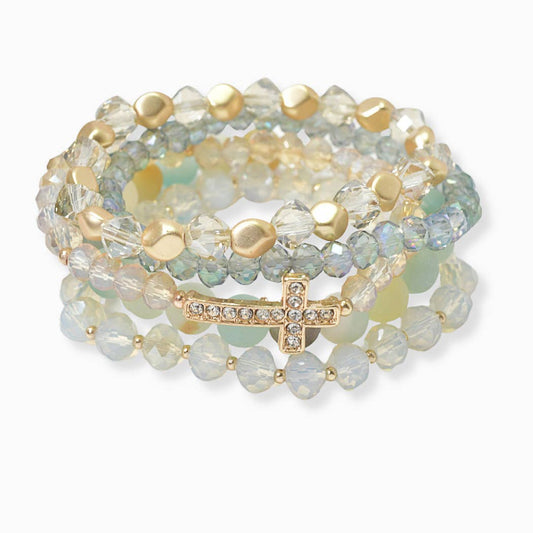 Amazonite Cross accent multi layered bracelet