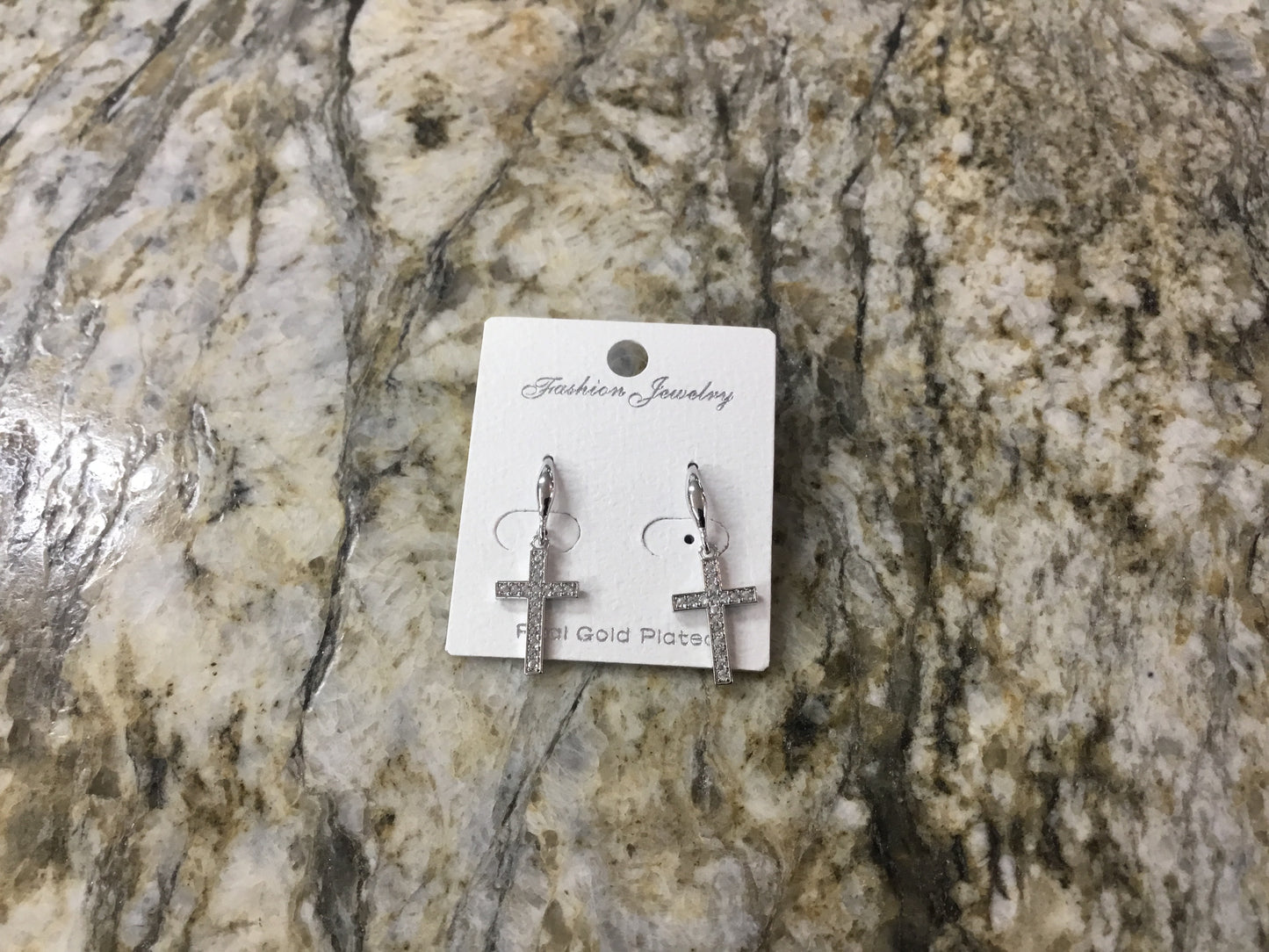 Small Silver Cross Earring