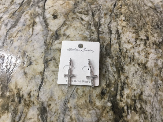 Small Silver Cross Earring