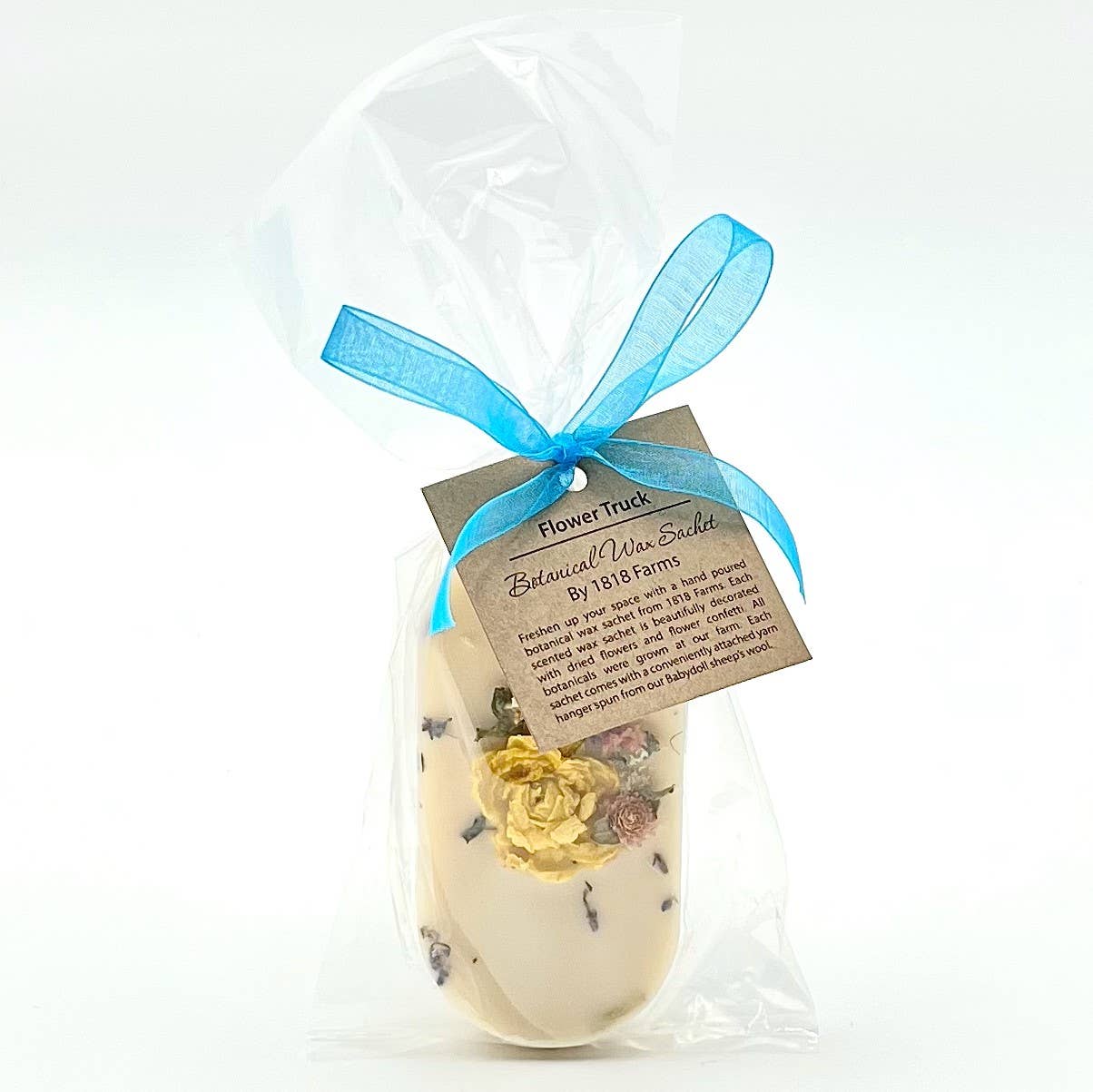 Botanical Wax Sachet featuring 1818 Farms Dried Flowers: Crisp Linen
