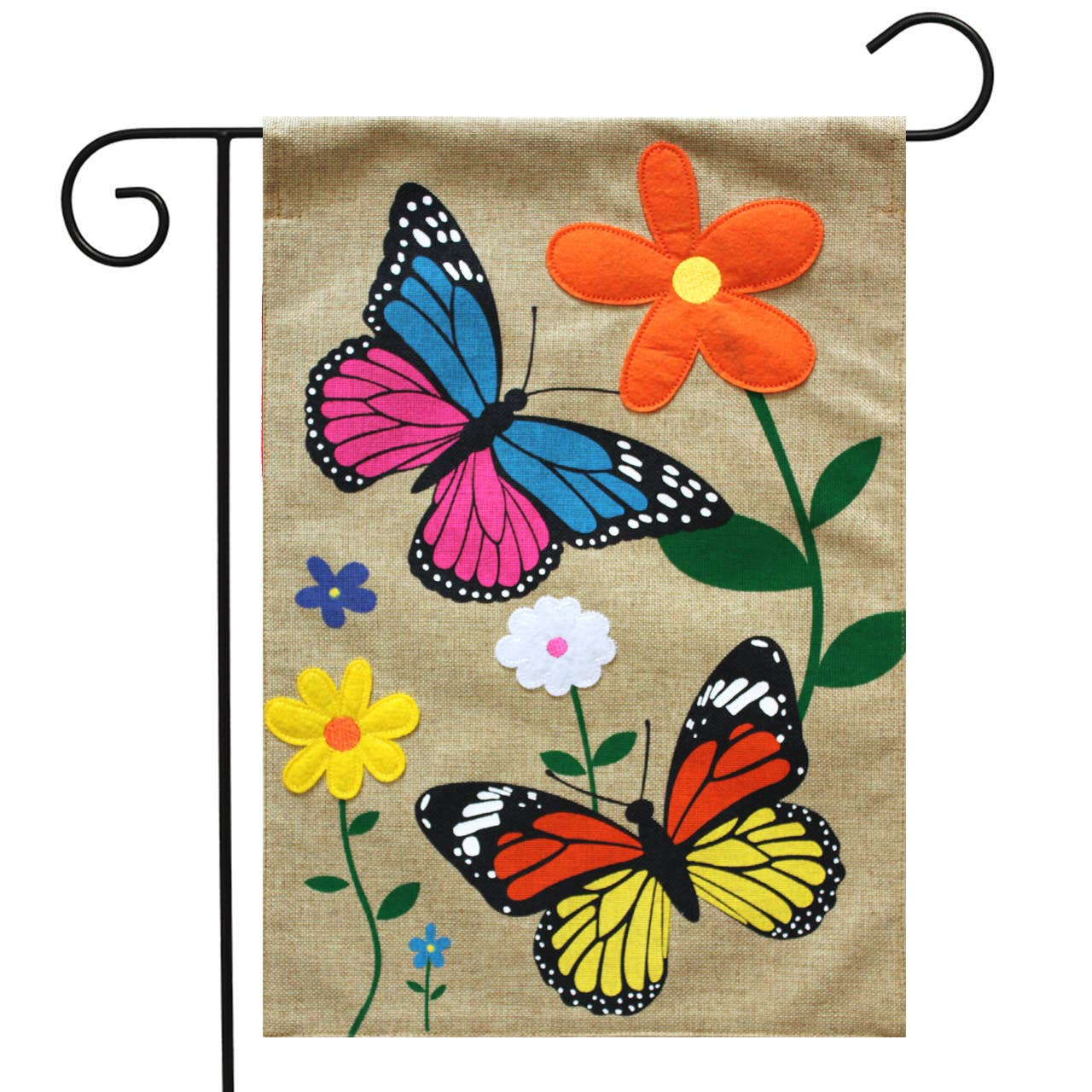 Butterfly Dance Burlap Garden Flag