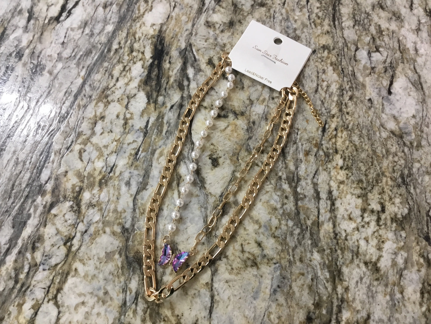 Gold Butterfly Charm Necklace