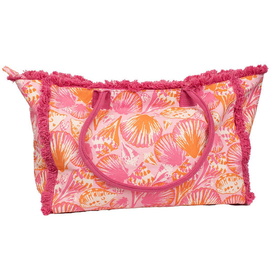 Sanibel Fringe Tote   Pink/Apricot/Blossom   24x12