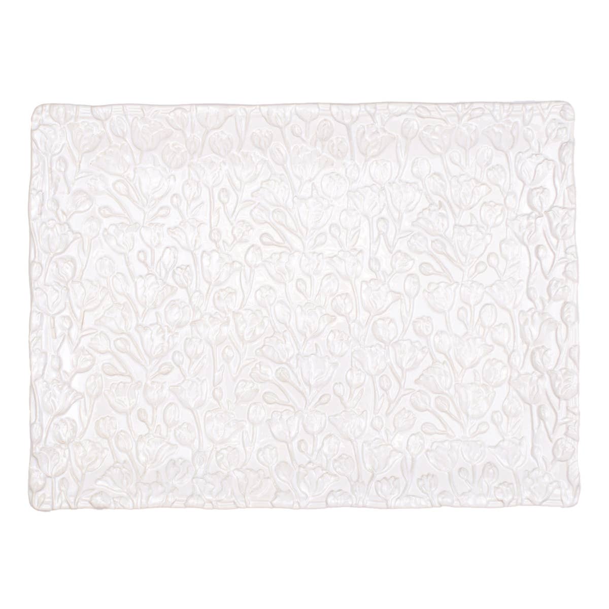 Tulip Fields Platter White 15.5x11.5