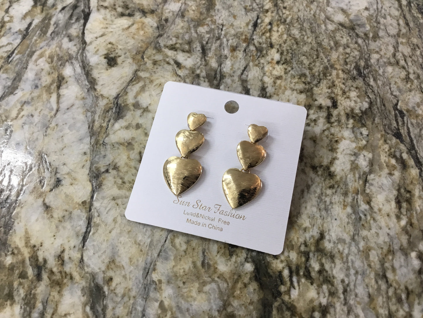 Gold Heart Stack Earring