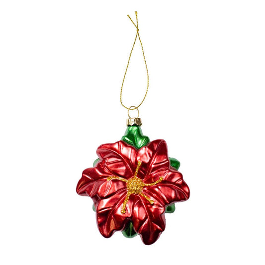 Poinsettia Ornament   Red/Green/Gold   3.25x4