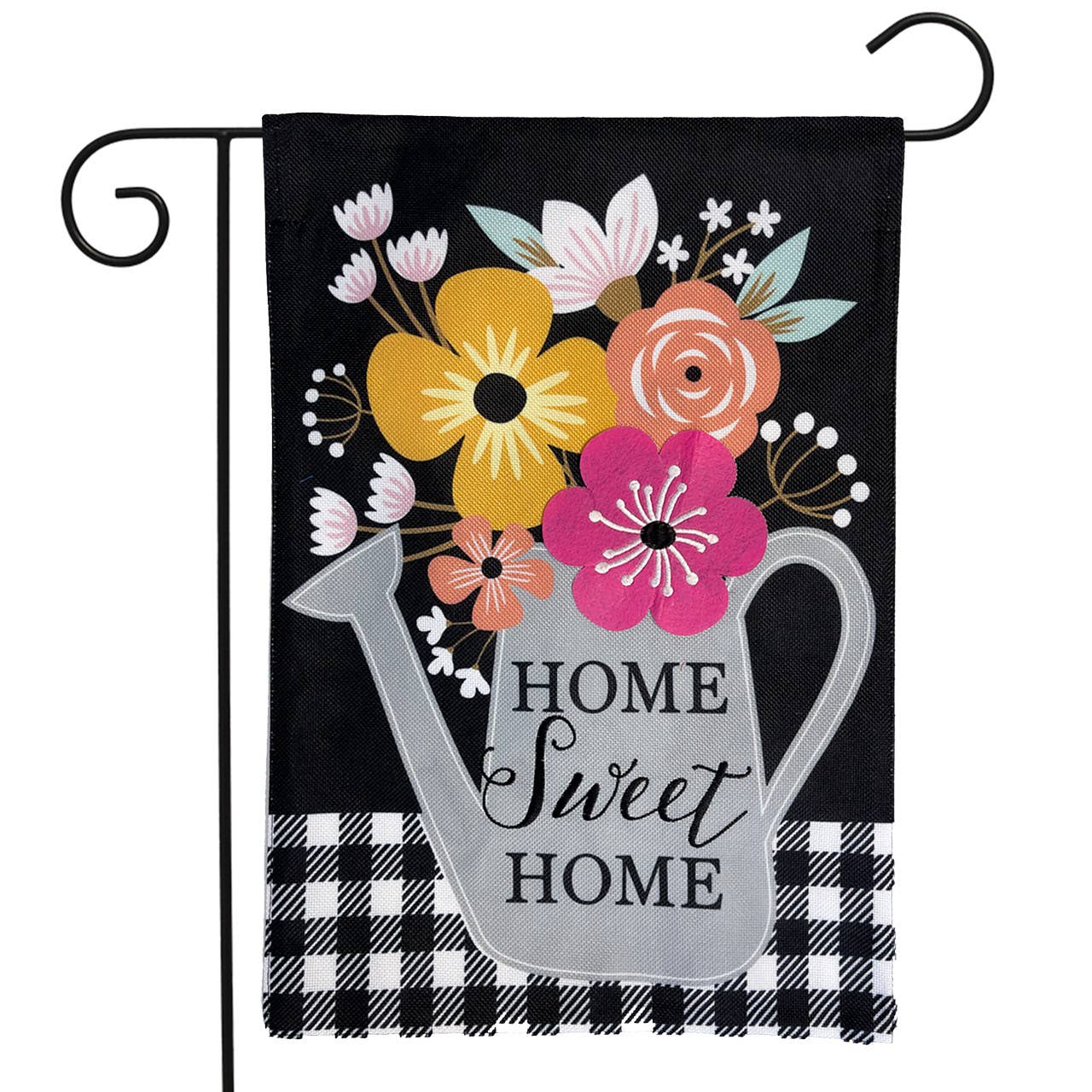 Colorful Watering Can Burlap Garden Flag