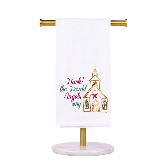 Hark the Herald Hand Towel   White/Multi    20x28