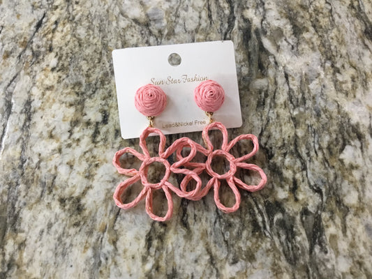 Straw Flower Earrings