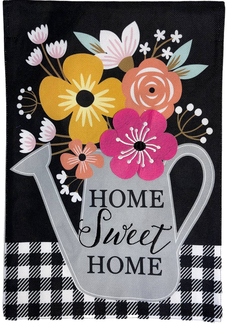 Colorful Watering Can Burlap Garden Flag