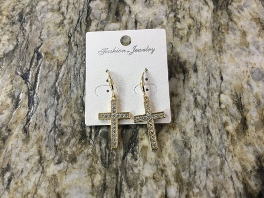 Gold Cross Earrings