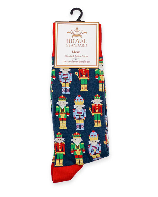 Men's Nutcracker March Socks   Navy/Red   One Size