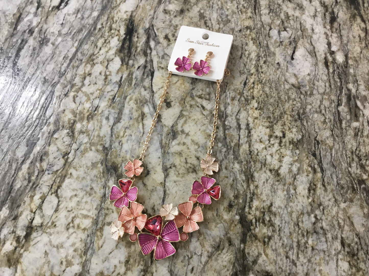 Hibiscus Flower Necklace & Earring Set