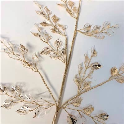 ELEVATED ACRYLIC CLEAR LEAF GLITZ SPRAY - CHAMPAGNE 20.5"
