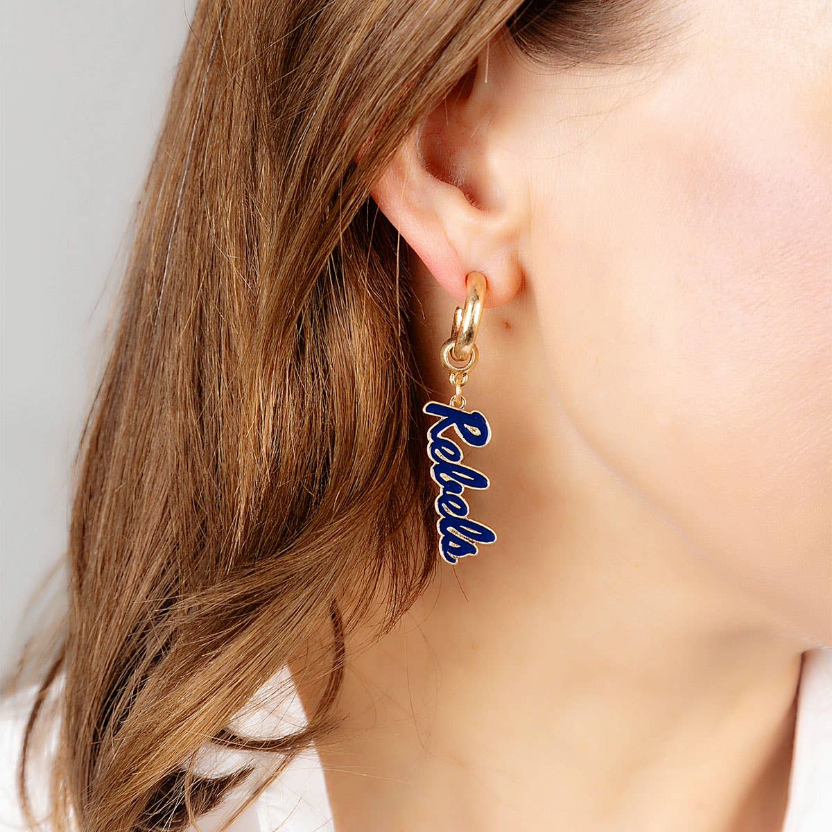 Ole Miss Rebels Enamel Drop Hoop Earrings in Navy
