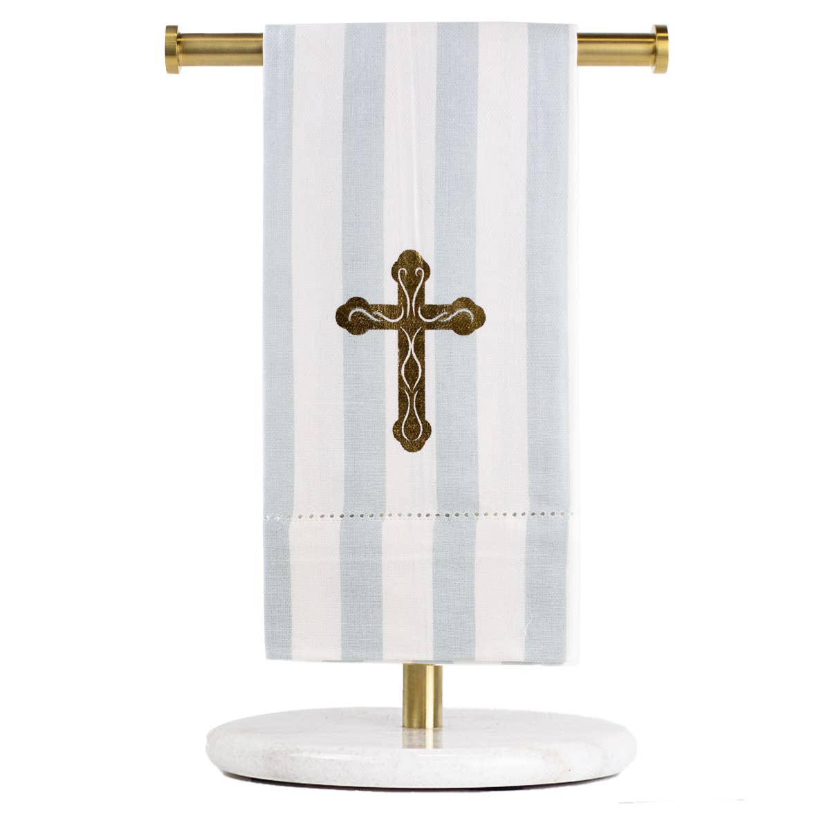 Everlasting Cross Hemstitch Hand Towel White/Ice/Gold 20x28