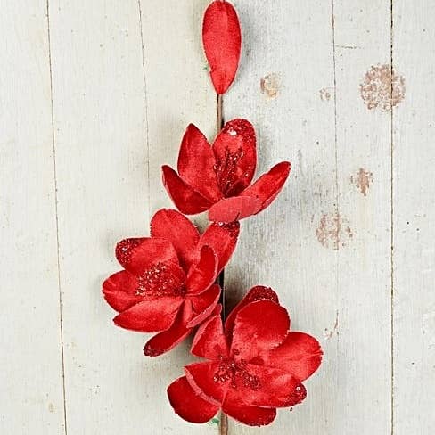 ISB79732- 24in Velvet American Magnolia Spray-RED