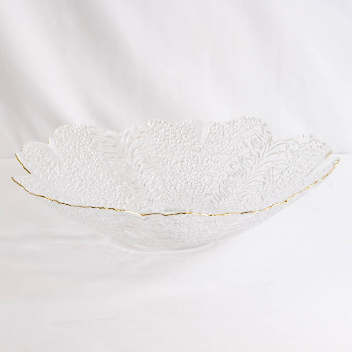 Cannes Glass Serving Bowl Clear/Gold 13"