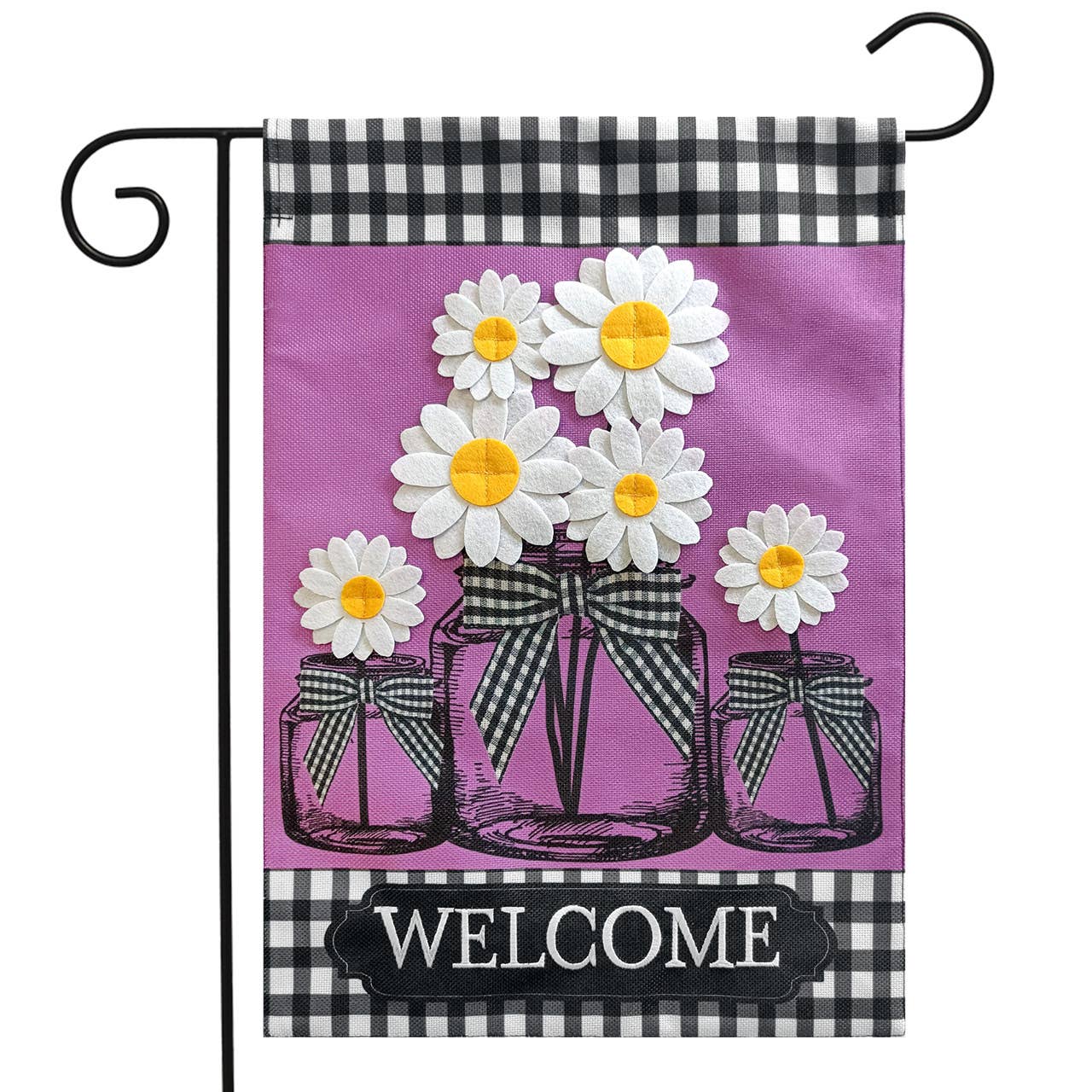 Daisy Jars Burlap Garden Flag