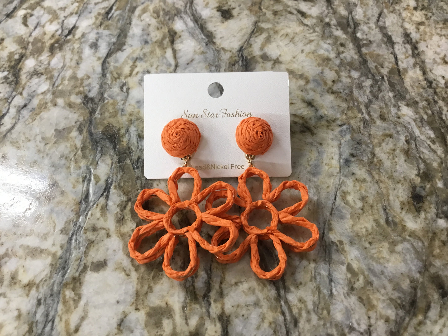Straw Flower Earrings