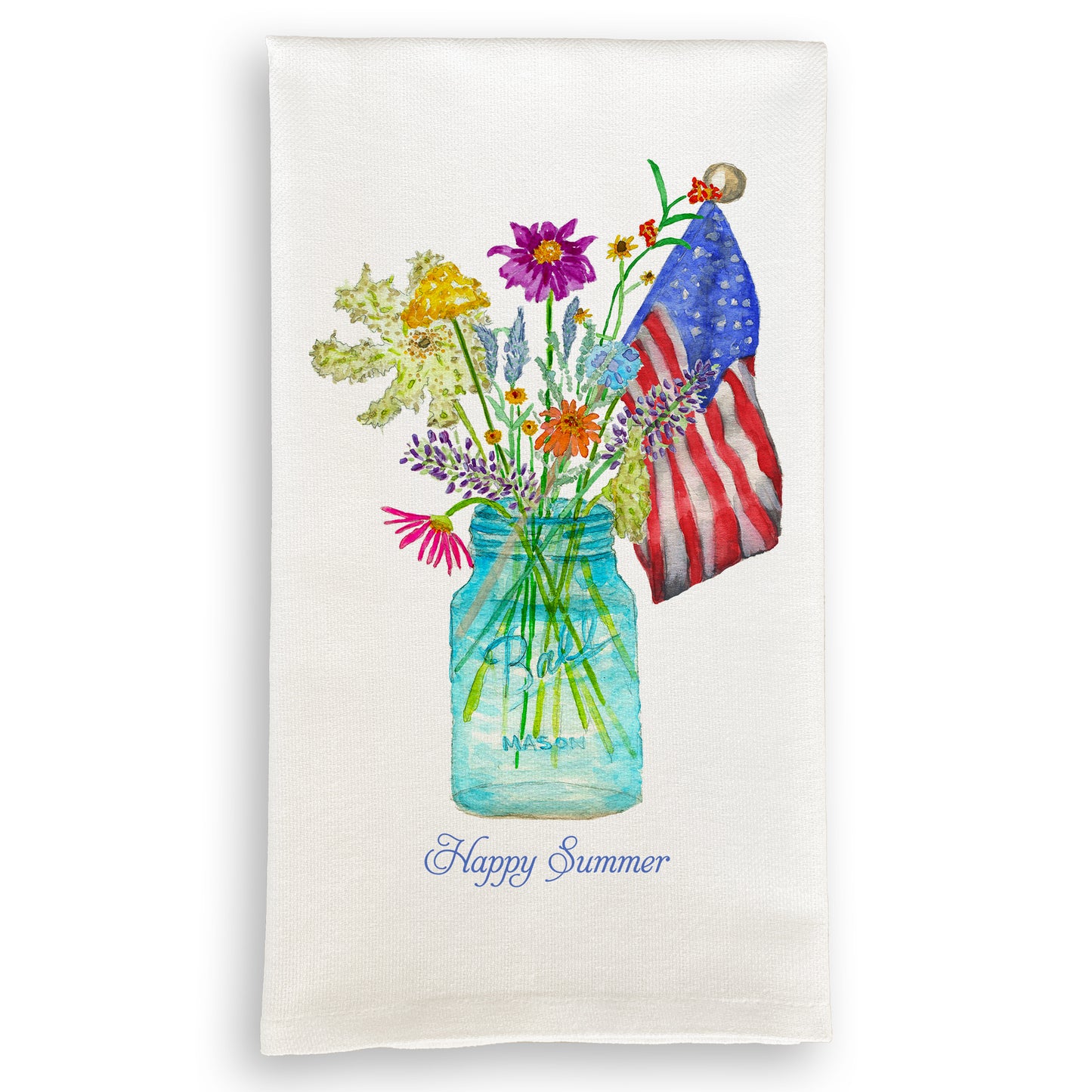 Wild Flowers in Mason Jar Dish Towel