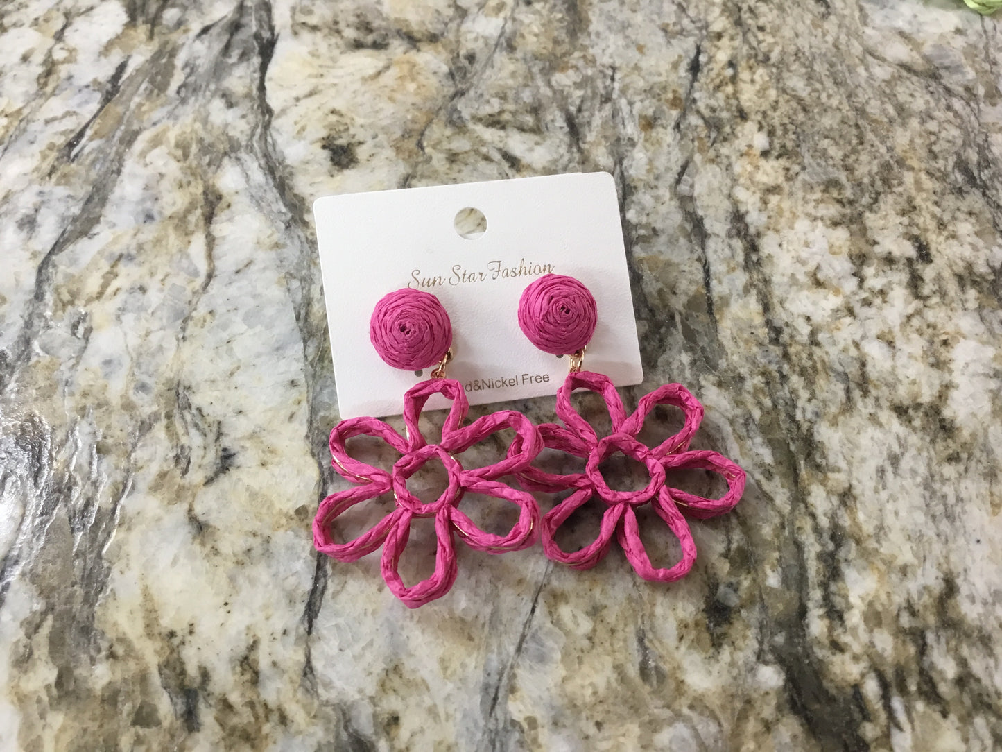 Straw Flower Earrings