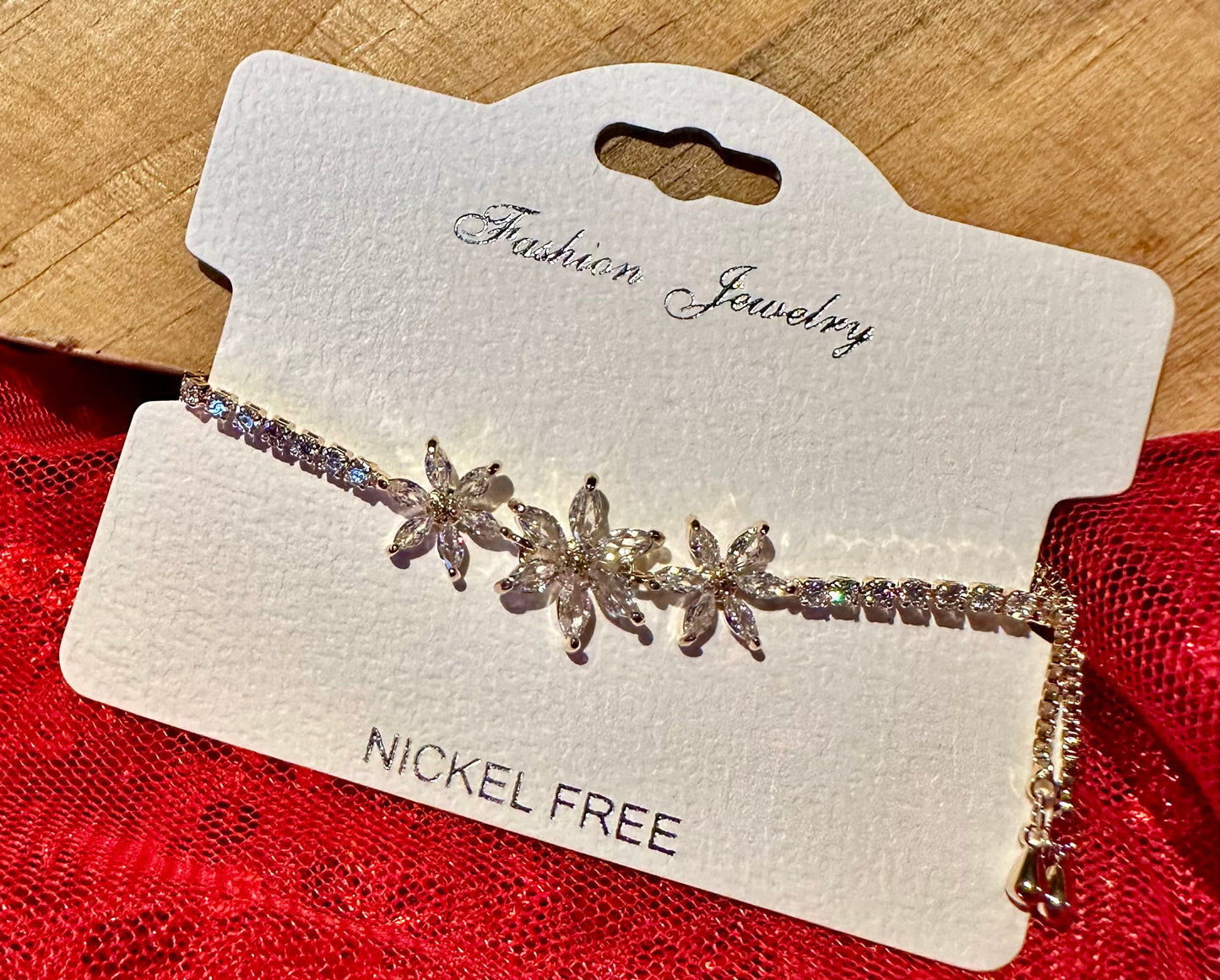 Clear Triple Flower Bracelet