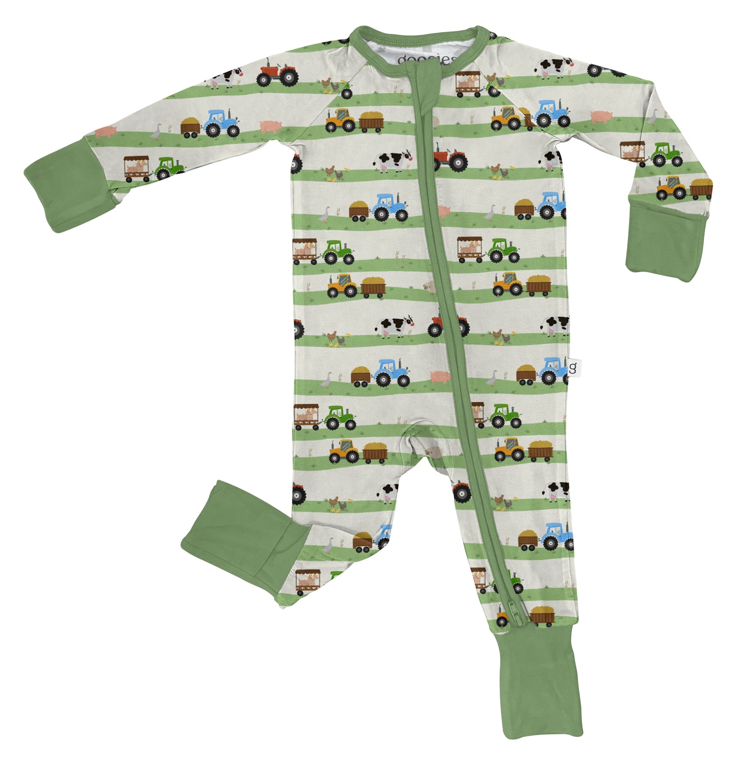 Baby Long Sleeve Zip Pj's - Farm Stripe 3-6mo