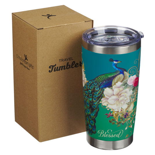 Blessed Peacock Stainless Steel Tumbler