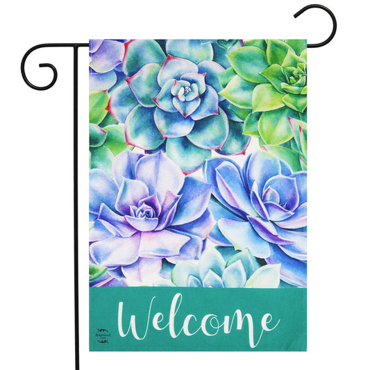 Succulents Burlap Garden Flag