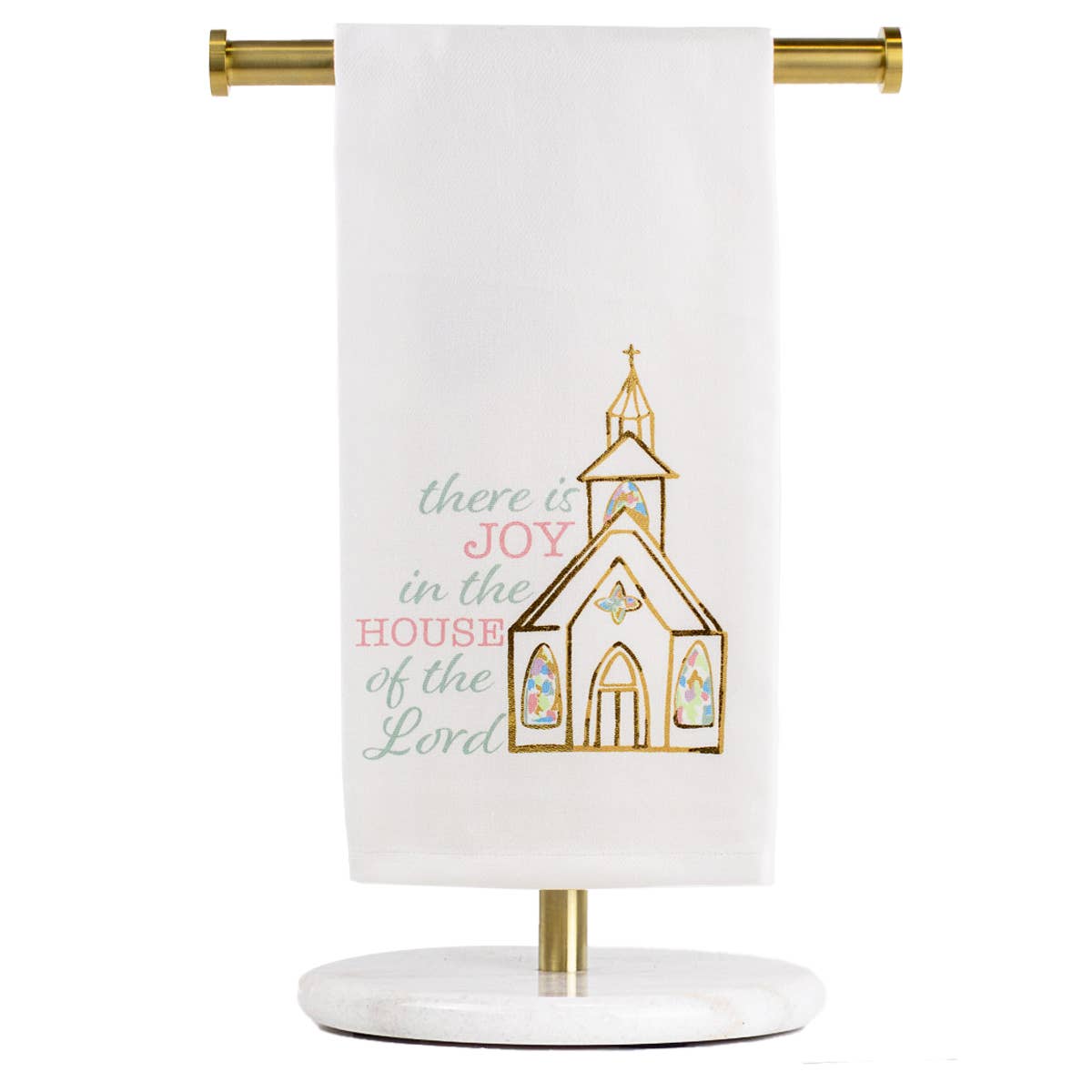 House of the Lord Hand Towel White/Blue/Pink/Gold 20x28
