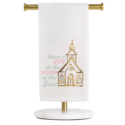 House of the Lord Hand Towel   White/Blue/Pink/Gold   20x28