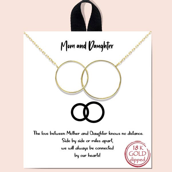 Mother and daughter two circle necklace: Gold