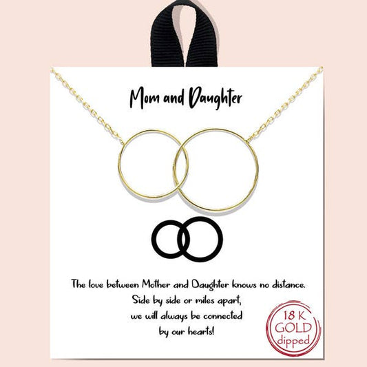 Mother and daughter two circle necklace: Gold