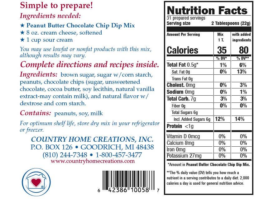 Peanut Butter Chocolate Chip Dip Mix