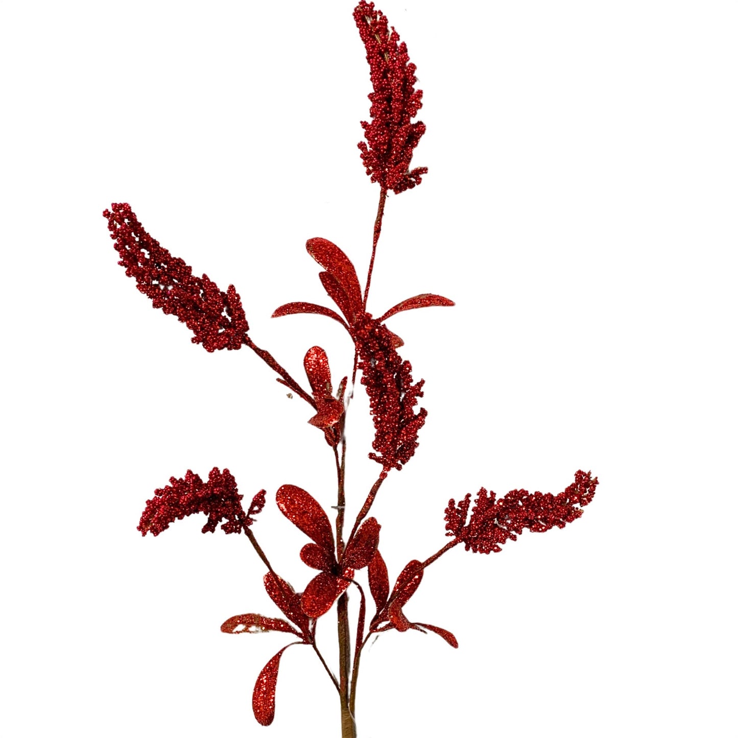 Glittered Millet Spray - Red 26"