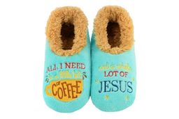 Snoozies Women’s All I Need is Coffee & Jesus Slippers