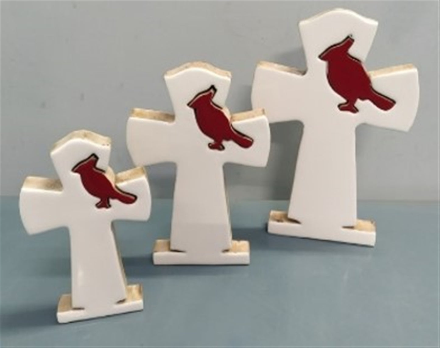 Wooden Decor Cross w/ Cardinal
