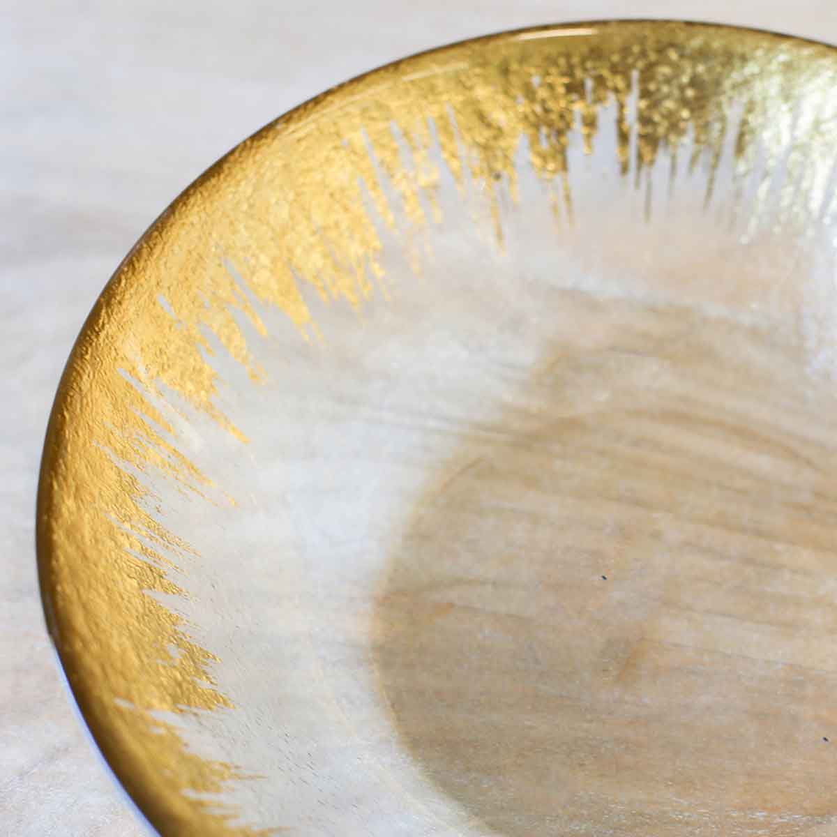 Naples Glass Serving Bowl Clear/Gold 9.5x2.75x9.5