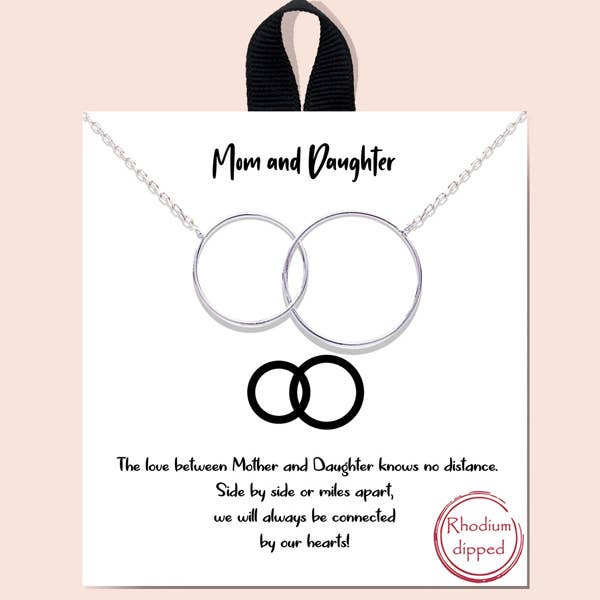 Mother and daughter two circle necklace: Silver