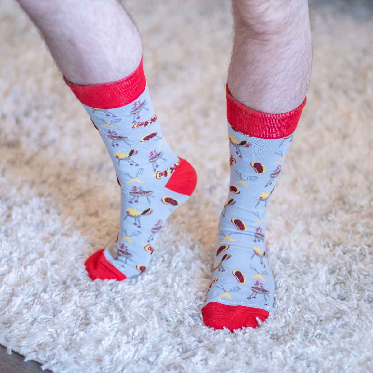 Men's BBQ Socks Gray/Red/Yellow One Size