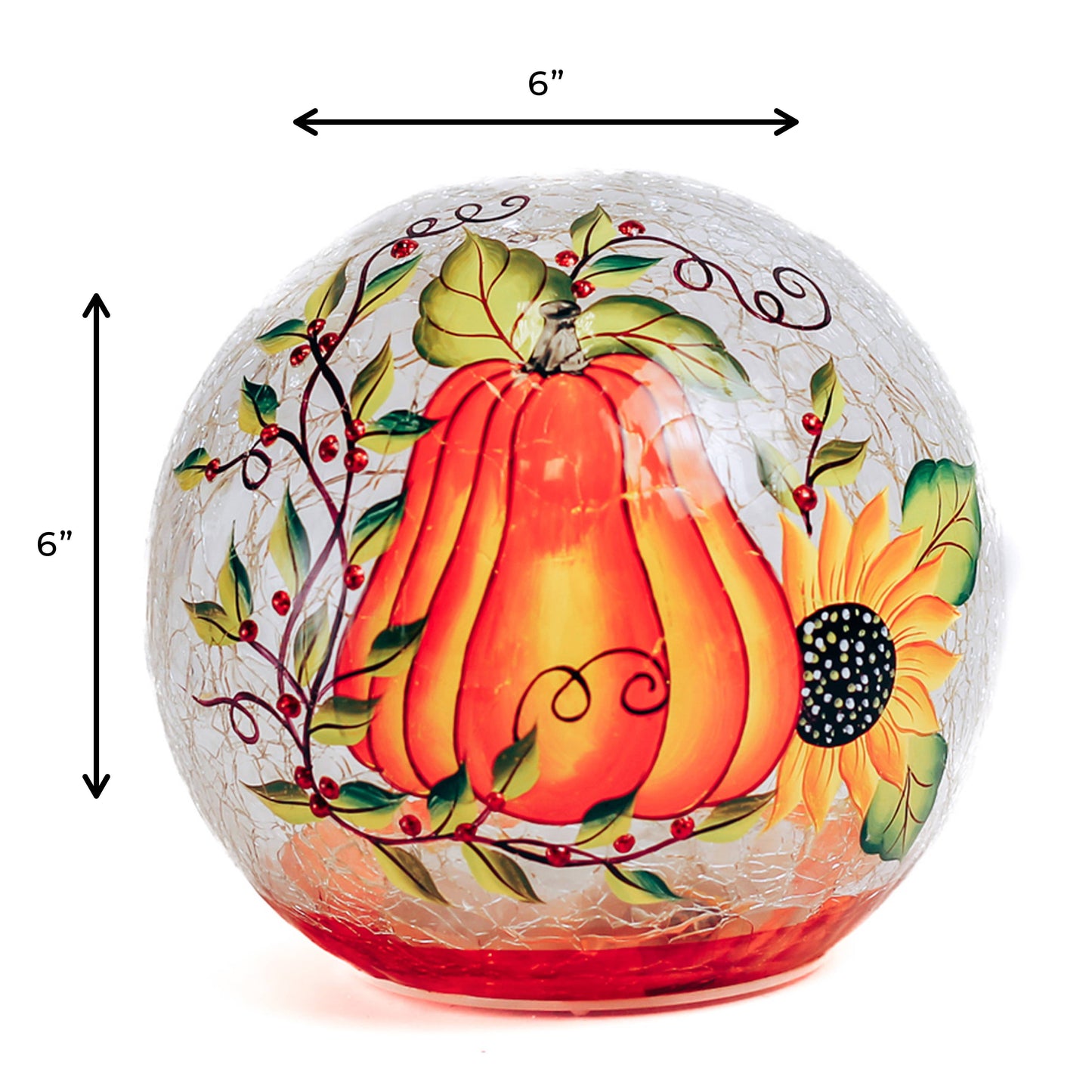 Harvest Pumpkin Glass Orb with LED Sting Lights