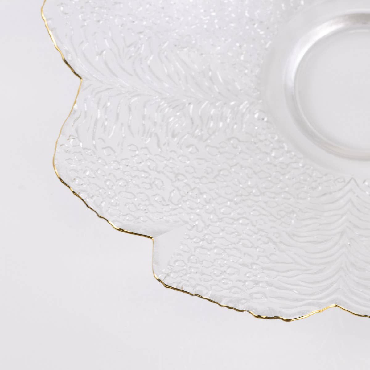 Cannes Glass Serving Bowl Clear/Gold 13"