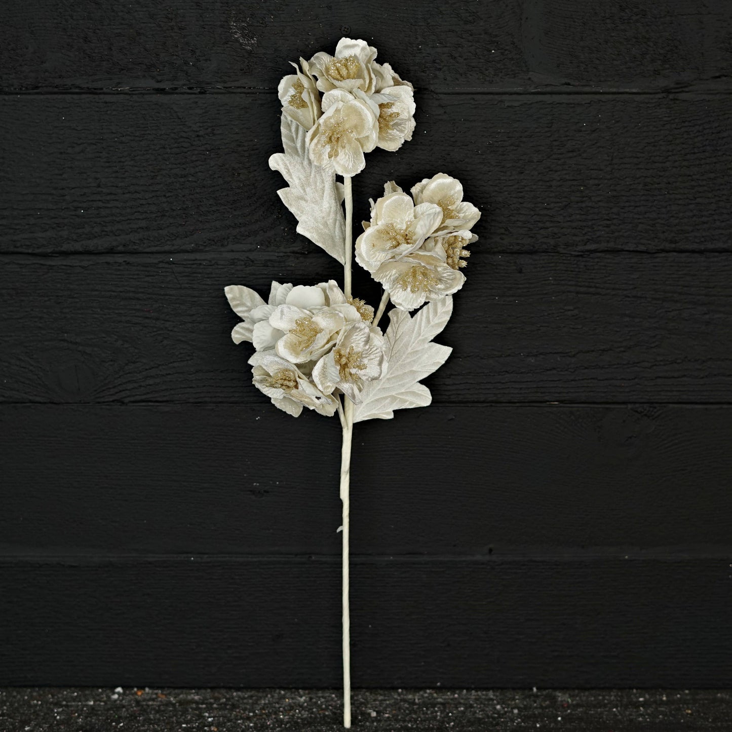 ISB79611- 23in Velvet Cluster Hydrangea Spray-Cream