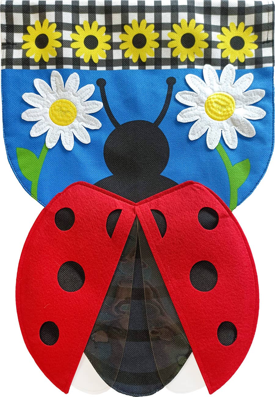 Sculpted Ladybug Burlap Garden