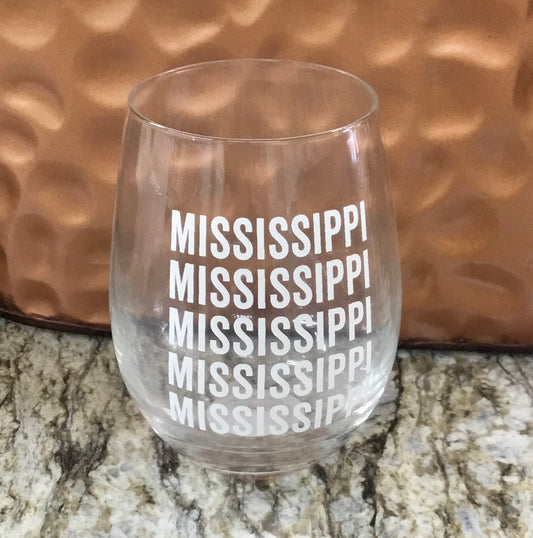 State of Mississippi Wine Glass - 19oz State Of Mine