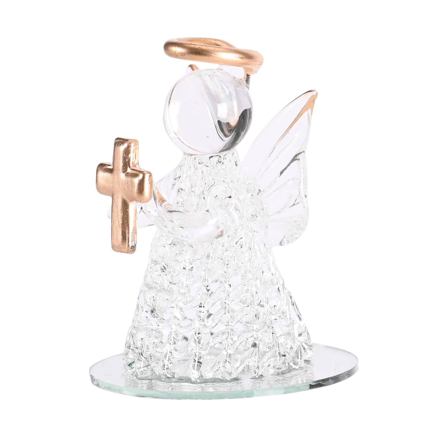 Tabletop Decor Angel Gold Cross Glass 3H